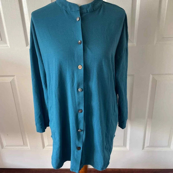 Soft Surroundings Tops - Soft Surroundings Womens Button Up Top Size XL Pockets Stretch Long Sleeve Boho